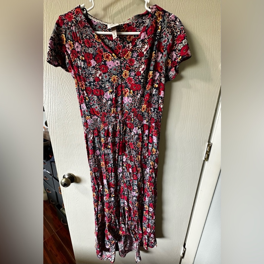 Knox Rose Floral button dress size medium stretchy